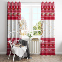 Austria Christmas Window Curtain with Frohe Weihnachten Angel Design and Red White Holiday - Wonder Print Shop