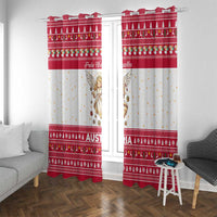 Austria Christmas Window Curtain with Frohe Weihnachten Angel Design and Red White Holiday - Wonder Print Shop