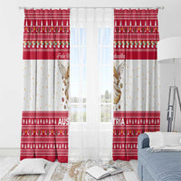 Austria Christmas Window Curtain with Frohe Weihnachten Angel Design and Red White Holiday - Wonder Print Shop