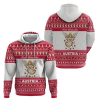 Austria Christmas Zip Hoodie with Frohe Weihnachten Angel Design and Red White Holiday - Wonder Print Shop