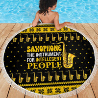 Saxophone The Instrument For Intellegent People Christmas Beach Blanket Xmas Holiday Patterns - Wonder Print Shop