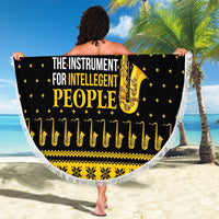 Saxophone The Instrument For Intellegent People Christmas Beach Blanket Xmas Holiday Patterns - Wonder Print Shop