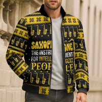 Saxophone The Instrument For Intellegent People Christmas Bomber Puffer Jacket Xmas Holiday Patterns - Wonder Print Shop