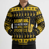 Saxophone The Instrument For Intellegent People Christmas Bomber Puffer Jacket Xmas Holiday Patterns - Wonder Print Shop