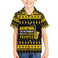 Saxophone The Instrument For Intellegent People Christmas Family Matching Long Sleeve Bodycon Dress and Hawaiian Shirt Xmas Holiday Patterns - Wonder Print Shop