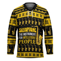 Saxophone The Instrument For Intellegent People Christmas Hockey Jersey Xmas Holiday Patterns - Wonder Print Shop
