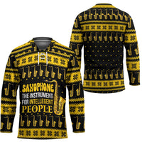 Saxophone The Instrument For Intellegent People Christmas Hockey Jersey Xmas Holiday Patterns - Wonder Print Shop