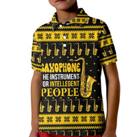 Saxophone The Instrument For Intellegent People Christmas Kid Polo Shirt Xmas Holiday Patterns - Wonder Print Shop