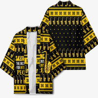 Saxophone The Instrument For Intellegent People Christmas Kimono Xmas Holiday Patterns - Wonder Print Shop