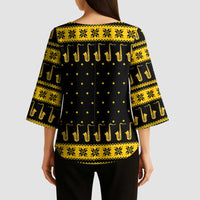 Saxophone The Instrument For Intellegent People Christmas Kimono Sleeve Blouse Xmas Holiday Patterns - Wonder Print Shop