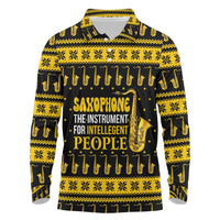 Saxophone The Instrument For Intellegent People Christmas Long Sleeve Polo Shirt Xmas Holiday Patterns - Wonder Print Shop