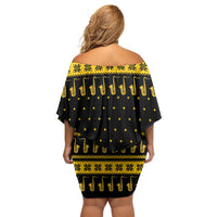 Saxophone The Instrument For Intellegent People Christmas Off Shoulder Short Dress Xmas Holiday Patterns - Wonder Print Shop