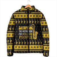 Saxophone The Instrument For Intellegent People Christmas Padded Jacket Xmas Holiday Patterns - Wonder Print Shop