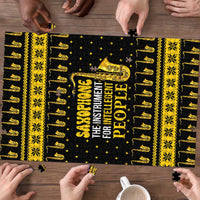 Saxophone The Instrument For Intellegent People Christmas Puzzle Xmas Holiday Patterns - Wonder Print Shop