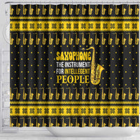Saxophone The Instrument For Intellegent People Christmas Shower Curtain Xmas Holiday Patterns - Wonder Print Shop