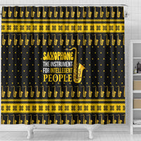 Saxophone The Instrument For Intellegent People Christmas Shower Curtain Xmas Holiday Patterns - Wonder Print Shop