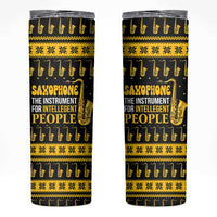 Saxophone The Instrument For Intellegent People Christmas Skinny Tumbler Xmas Holiday Patterns - Wonder Print Shop