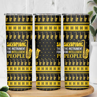 Saxophone The Instrument For Intellegent People Christmas Skinny Tumbler Xmas Holiday Patterns - Wonder Print Shop