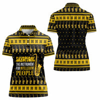 Saxophone The Instrument For Intellegent People Christmas Women Polo Shirt Xmas Holiday Patterns - Wonder Print Shop