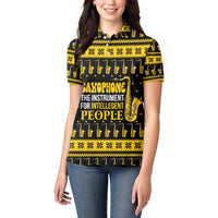 Saxophone The Instrument For Intellegent People Christmas Women Polo Shirt Xmas Holiday Patterns - Wonder Print Shop