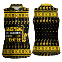 Saxophone The Instrument For Intellegent People Christmas Women Sleeveless Polo Shirt Xmas Holiday Patterns - Wonder Print Shop
