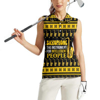Saxophone The Instrument For Intellegent People Christmas Women Sleeveless Polo Shirt Xmas Holiday Patterns - Wonder Print Shop
