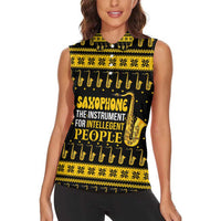 Saxophone The Instrument For Intellegent People Christmas Women Sleeveless Polo Shirt Xmas Holiday Patterns - Wonder Print Shop