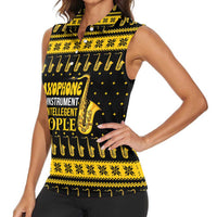 Saxophone The Instrument For Intellegent People Christmas Women Sleeveless Polo Shirt Xmas Holiday Patterns - Wonder Print Shop