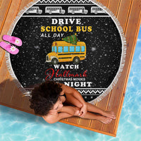 School Bus All Day Christmas Beach Blanket Xmas Holiday Patterns - Wonder Print Shop