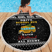 School Bus All Day Christmas Beach Blanket Xmas Holiday Patterns - Wonder Print Shop