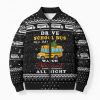 School Bus All Day Christmas Bomber Puffer Jacket Xmas Holiday Patterns - Wonder Print Shop
