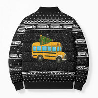 School Bus All Day Christmas Bomber Puffer Jacket Xmas Holiday Patterns - Wonder Print Shop
