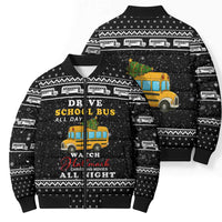School Bus All Day Christmas Bomber Puffer Jacket Xmas Holiday Patterns - Wonder Print Shop