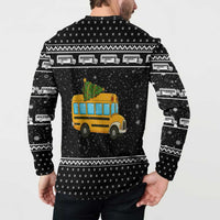 School Bus All Day Christmas Button Sweatshirt Xmas Holiday Patterns - Wonder Print Shop