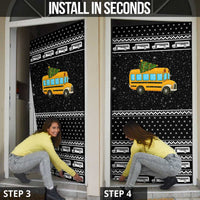 School Bus All Day Christmas Door Cover Xmas Holiday Patterns - Wonder Print Shop