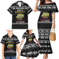 School Bus All Day Christmas Family Matching Mermaid Dress and Hawaiian Shirt Xmas Holiday Patterns - Wonder Print Shop