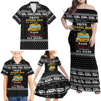 School Bus All Day Christmas Family Matching Off Shoulder Maxi Dress and Hawaiian Shirt Xmas Holiday Patterns - Wonder Print Shop