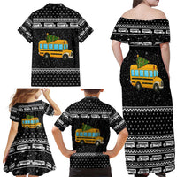 School Bus All Day Christmas Family Matching Off Shoulder Maxi Dress and Hawaiian Shirt Xmas Holiday Patterns - Wonder Print Shop