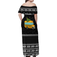 School Bus All Day Christmas Family Matching Off Shoulder Maxi Dress and Hawaiian Shirt Xmas Holiday Patterns - Wonder Print Shop