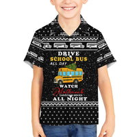 School Bus All Day Christmas Family Matching Off Shoulder Maxi Dress and Hawaiian Shirt Xmas Holiday Patterns - Wonder Print Shop