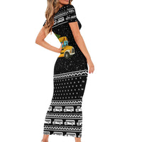 School Bus All Day Christmas Family Matching Short Sleeve Bodycon Dress and Hawaiian Shirt Xmas Holiday Patterns - Wonder Print Shop