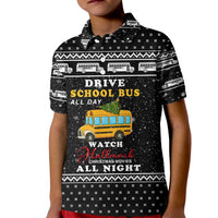 School Bus All Day Christmas Kid Polo Shirt Xmas Holiday Patterns - Wonder Print Shop