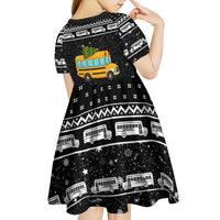 School Bus All Day Christmas Kid Short Sleeve Dress Xmas Holiday Patterns - Wonder Print Shop