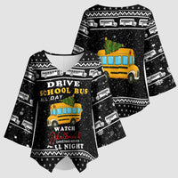 School Bus All Day Christmas Kimono Sleeve Blouse Xmas Holiday Patterns - Wonder Print Shop