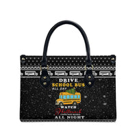 School Bus All Day Christmas Leather Bag Xmas Holiday Patterns - Wonder Print Shop