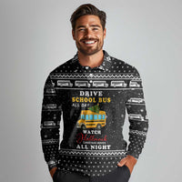 School Bus All Day Christmas Long Sleeve Polo Shirt Xmas Holiday Patterns - Wonder Print Shop