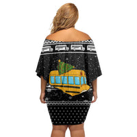 School Bus All Day Christmas Off Shoulder Short Dress Xmas Holiday Patterns - Wonder Print Shop