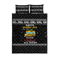 School Bus All Day Christmas Quilt Bed Set Xmas Holiday Patterns - Wonder Print Shop