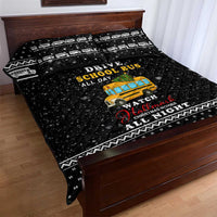 School Bus All Day Christmas Quilt Bed Set Xmas Holiday Patterns - Wonder Print Shop