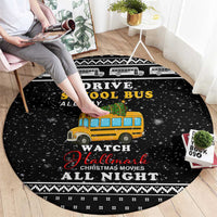 School Bus All Day Christmas Round Carpet Xmas Holiday Patterns - Wonder Print Shop